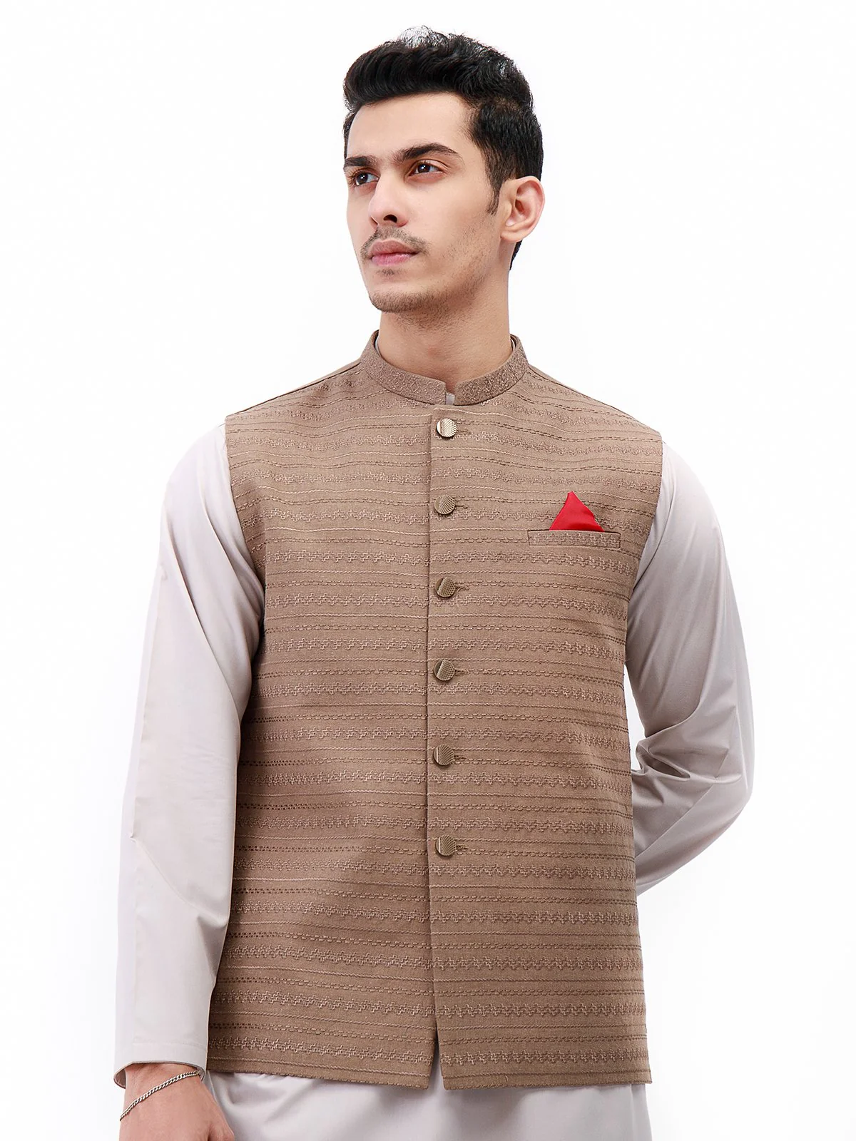 Embroidered Linen Waistcoat - EMTWCC21-097 - Image 2