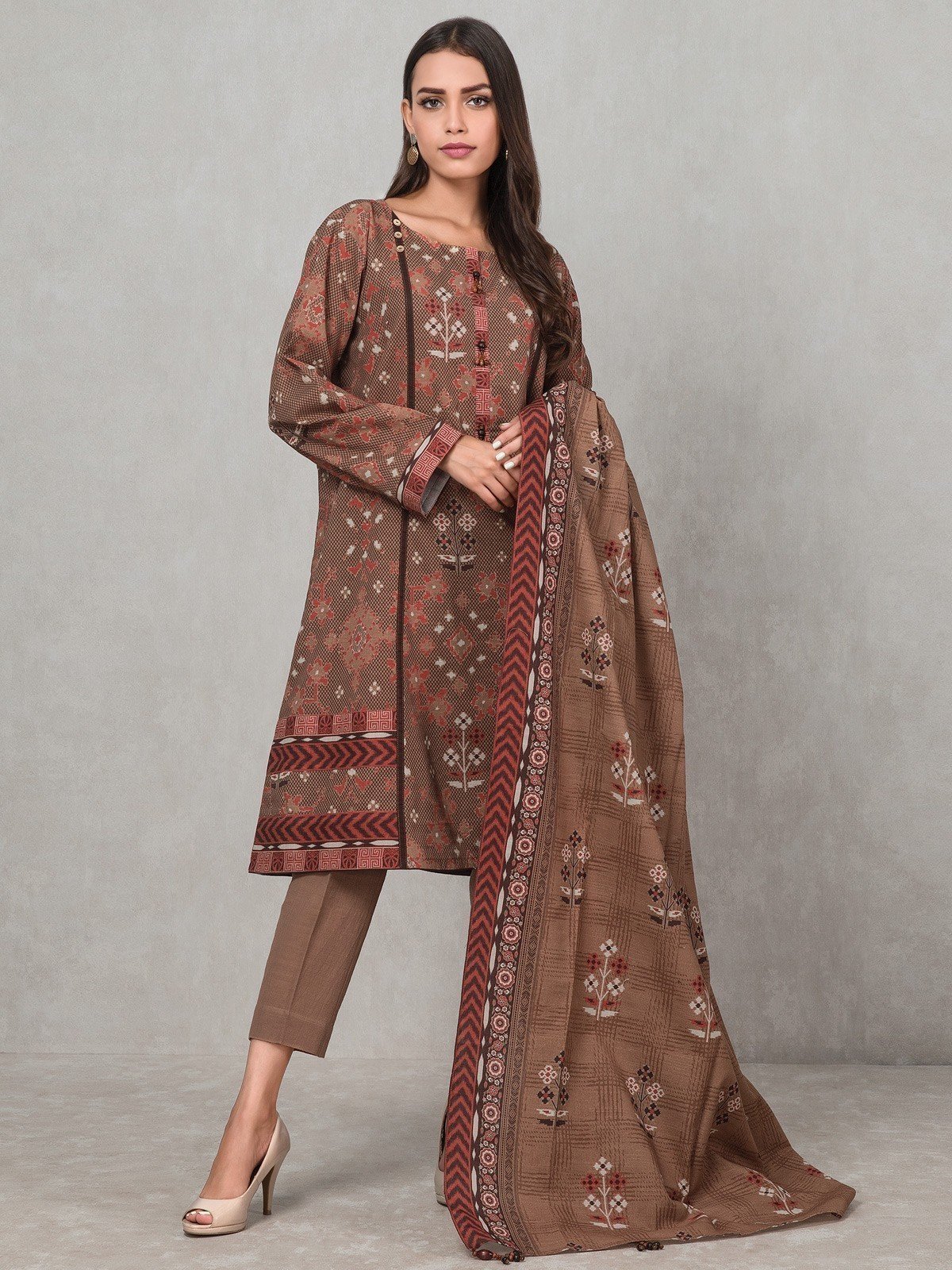 Printed Khaddar Suit - EWU20A10-20300