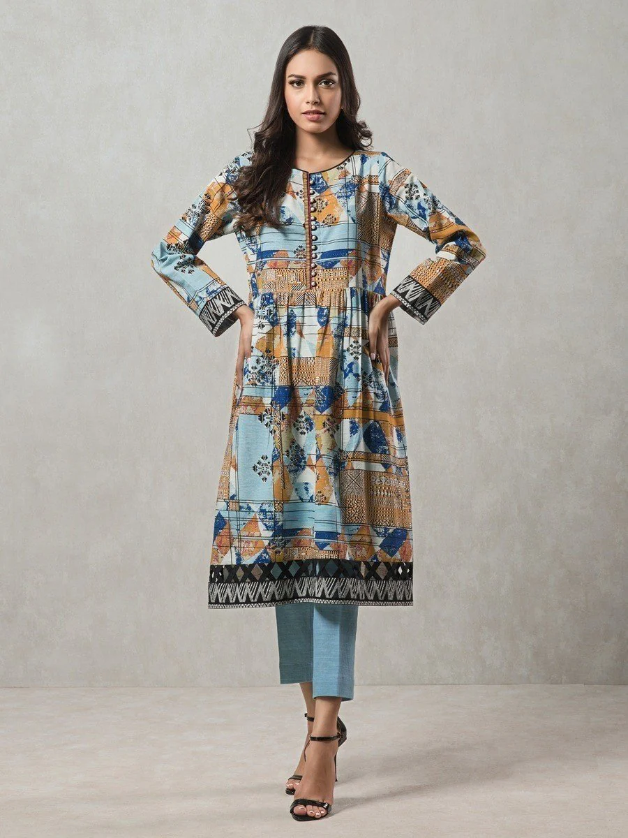 Printed Khaddar Shirt Trouser - EWU20A10-20304