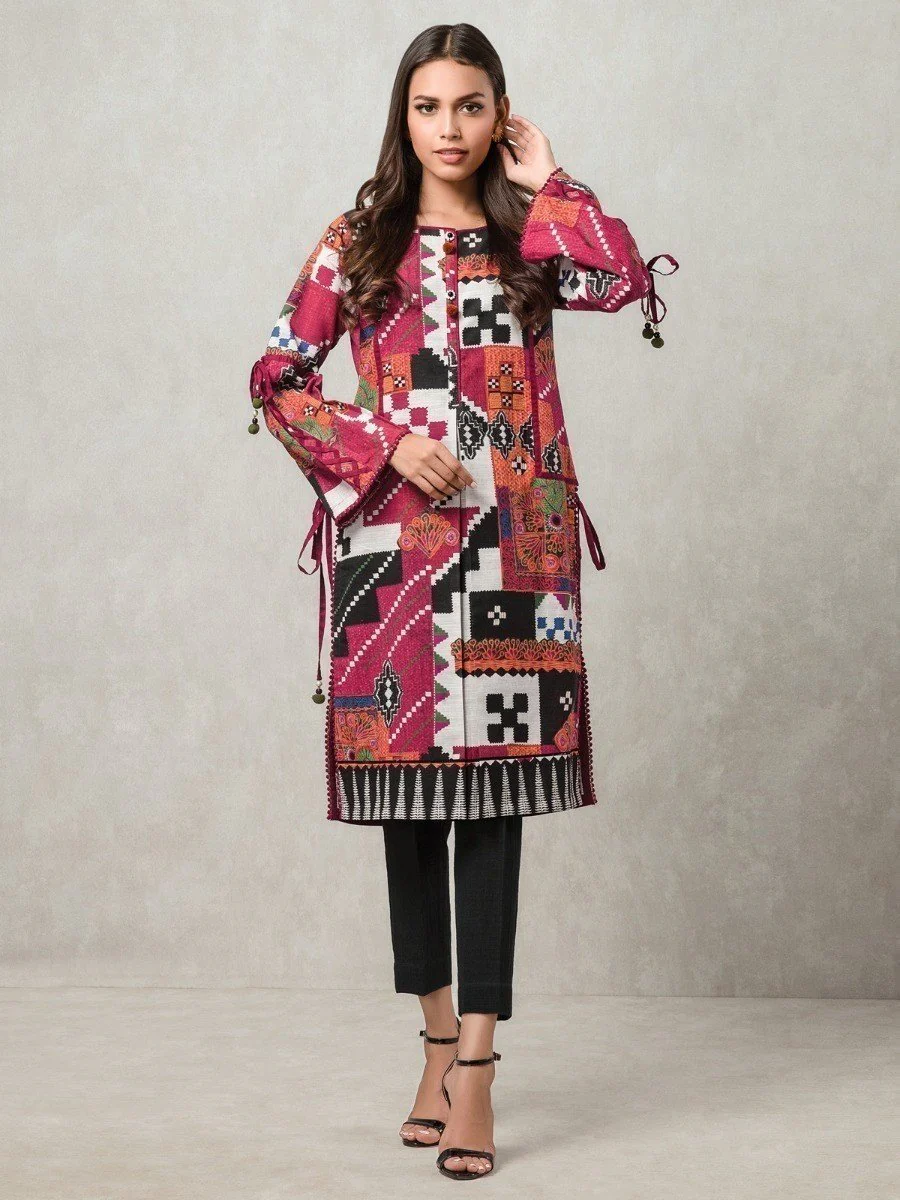 Printed Khaddar Shirt - EWU20A10-20355
