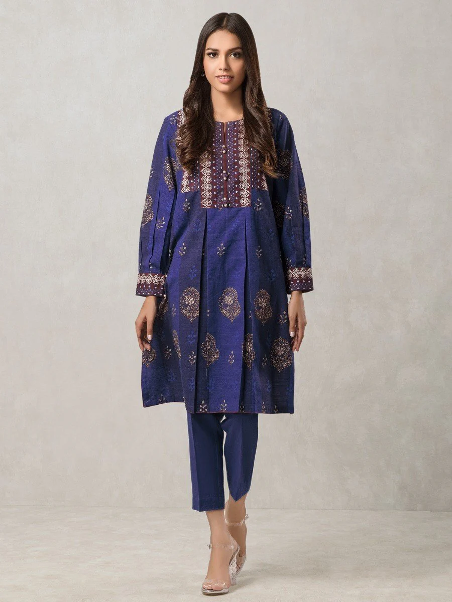Printed Khaddar Shirt - EWU20A10-20357