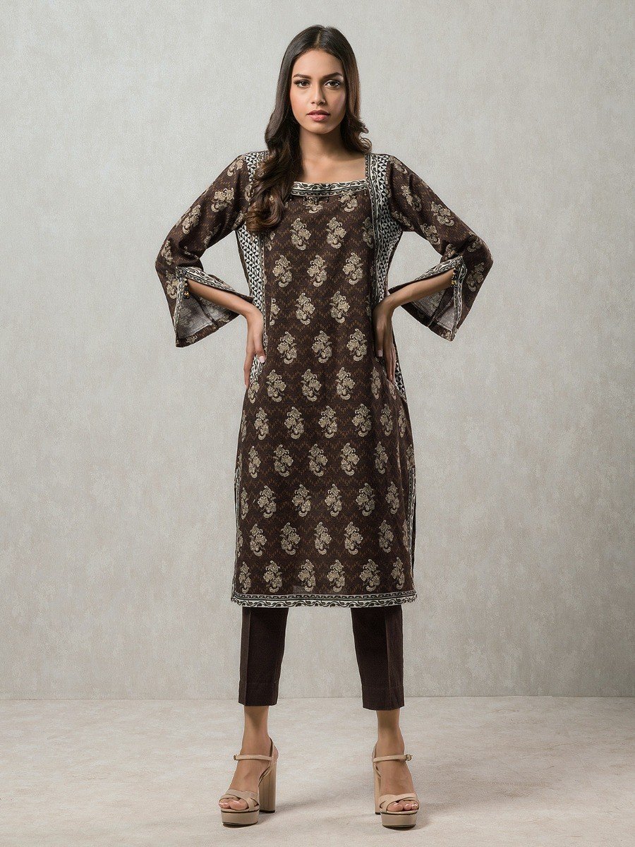 Printed Khaddar Shirt - EWU20A10-20360