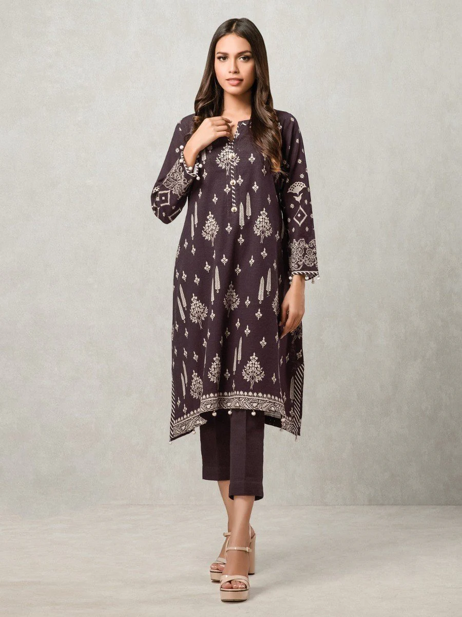 Printed Khaddar Shirt - EWU20A10-20367