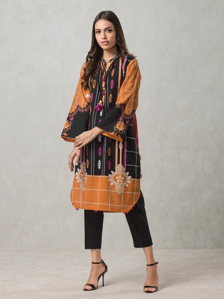 Printed Khaddar Shirt - EWU20A10-20368