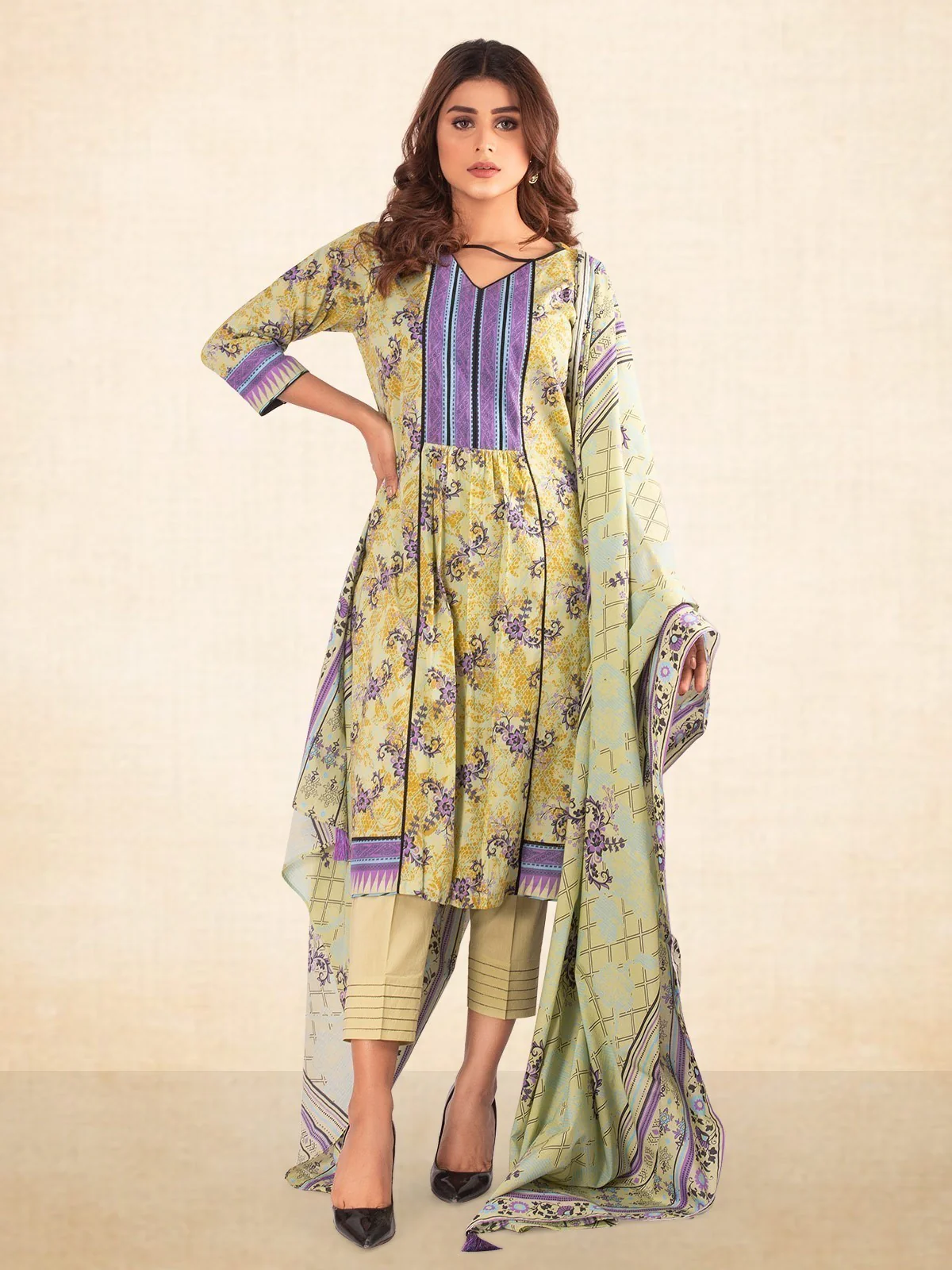 Printed Lawn Suit - EWU20A5-20061
