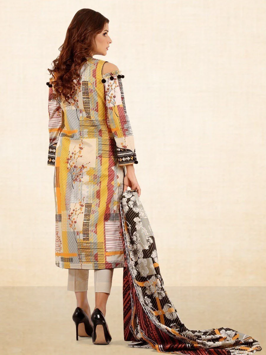 Printed Cambric Shirt Dupatta - EWU20A9-20235