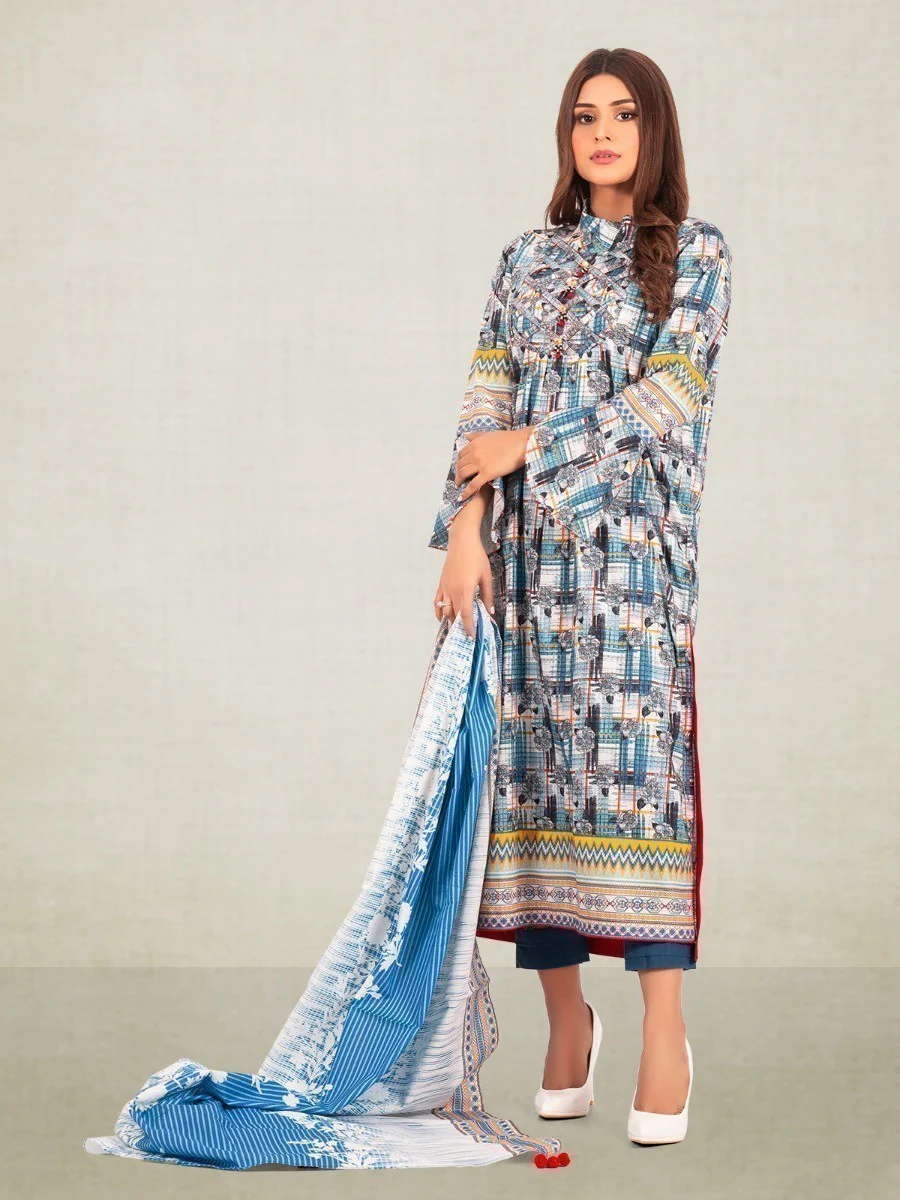 Printed Cambric Shirt Dupatta - EWU20A9-20236