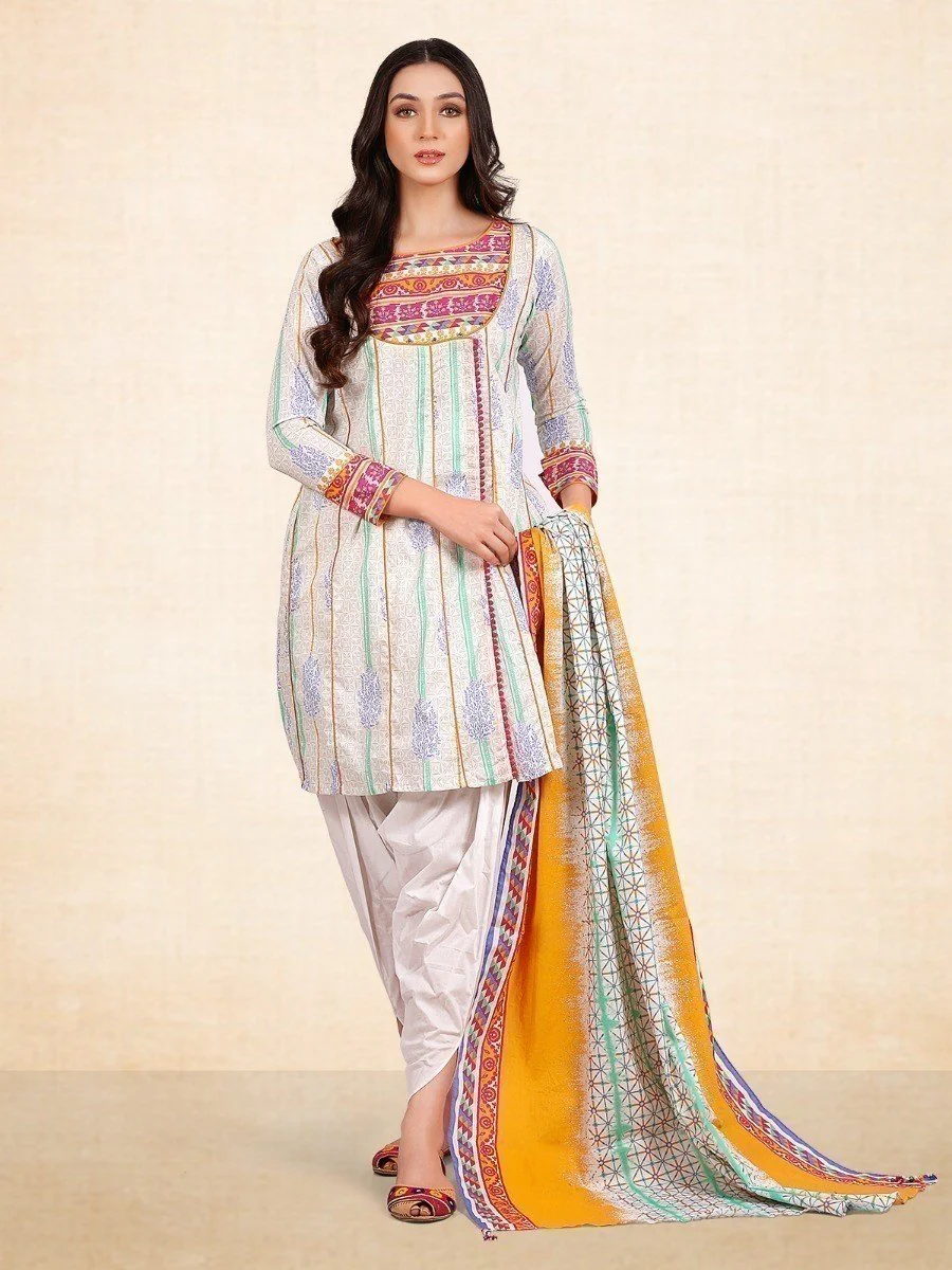 Printed Cambric Shirt Dupatta - EWU20A9-20241