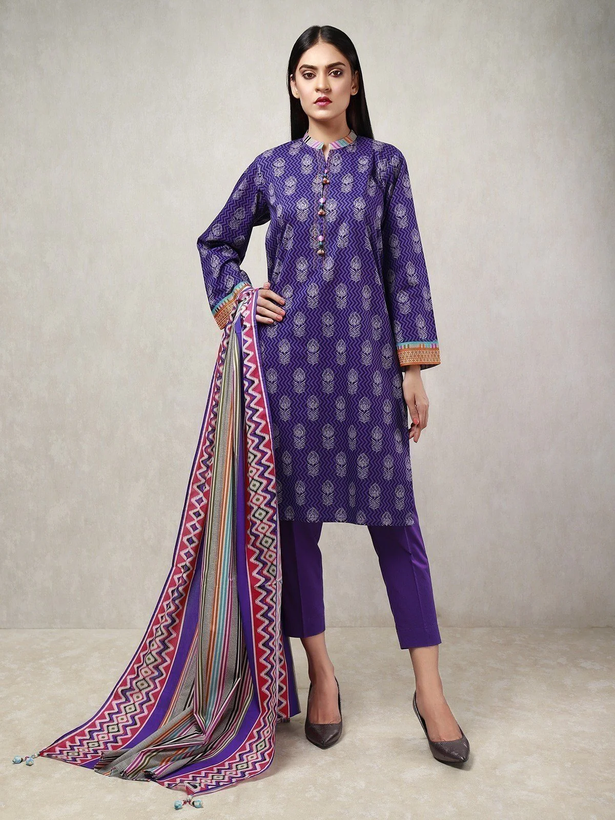 Printed Cambric Shirt Dupatta - EWU20A9-20256