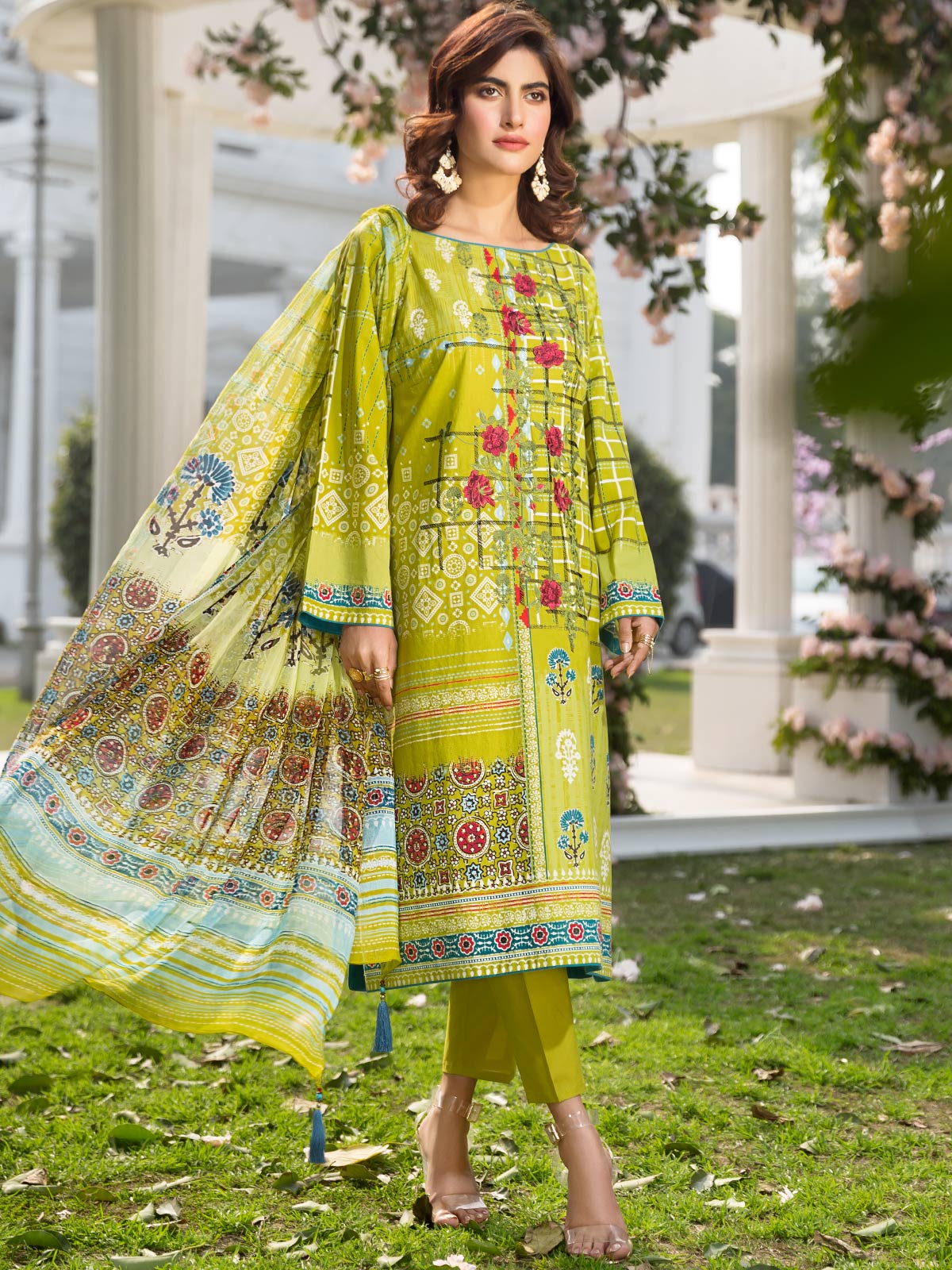 Embroidered Chiffon Suit - EWU20V1-19970