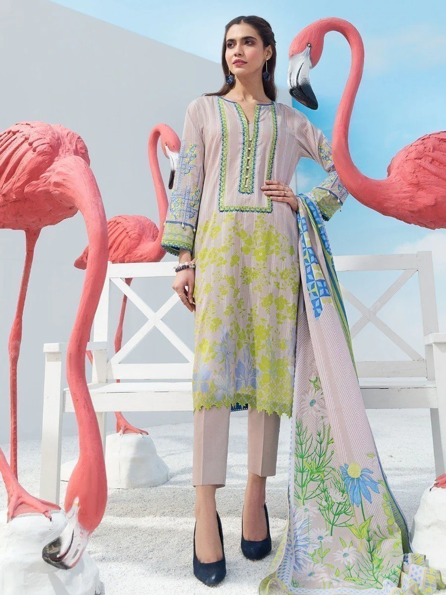 Embroidered Lawn Shirt Dupatta - EWU20V1-20016