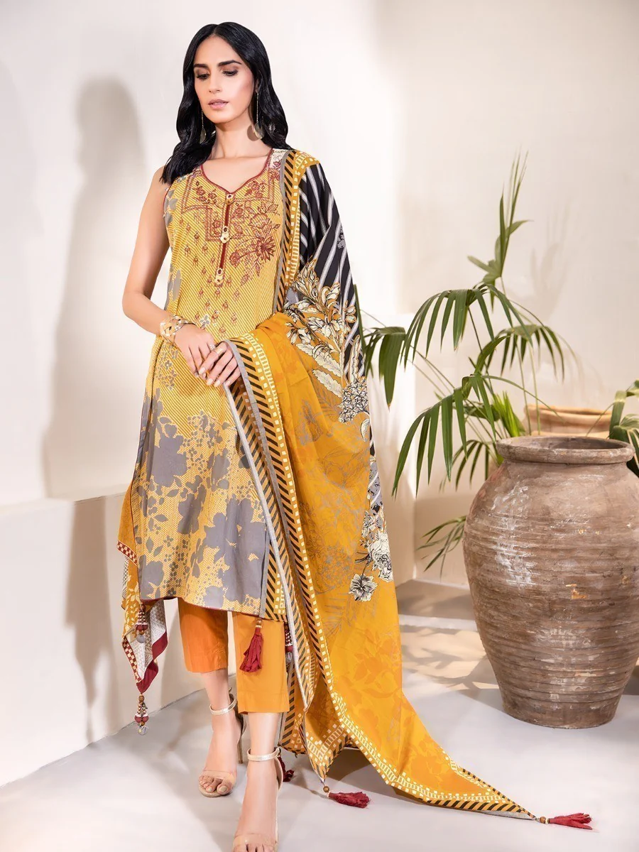 Embroidered Cambric Shirt Dupatta - EWU20V7-20163
