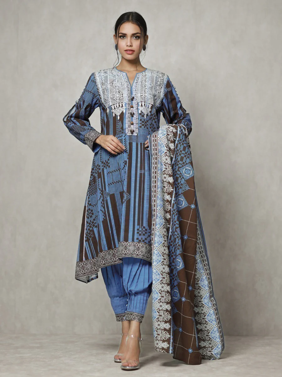 Embroidered Khaddar Suit - EWU20W12-20181