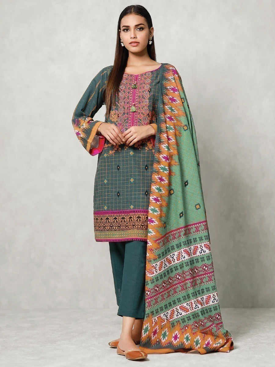 Embroidered Khaddar Suit - EWU20W12-20183