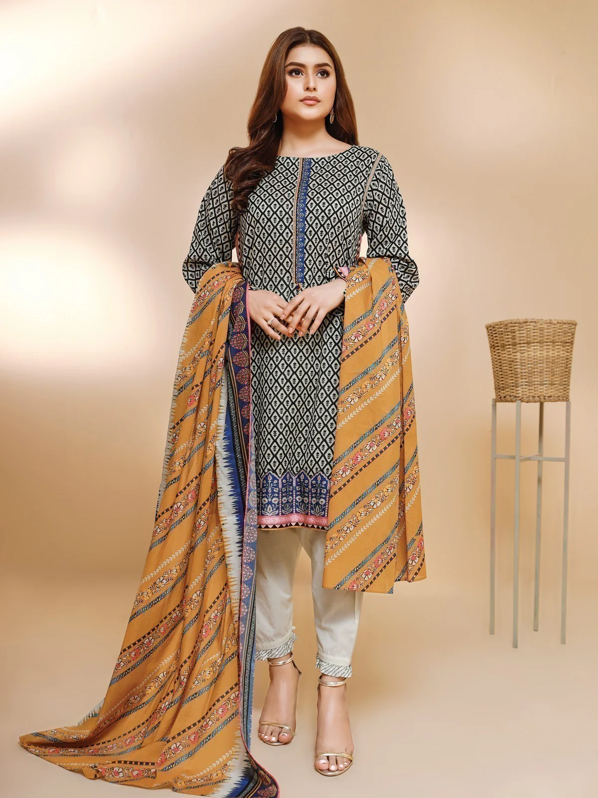 Printed Cambric Shirt Dupatta - EWU21A7-21267