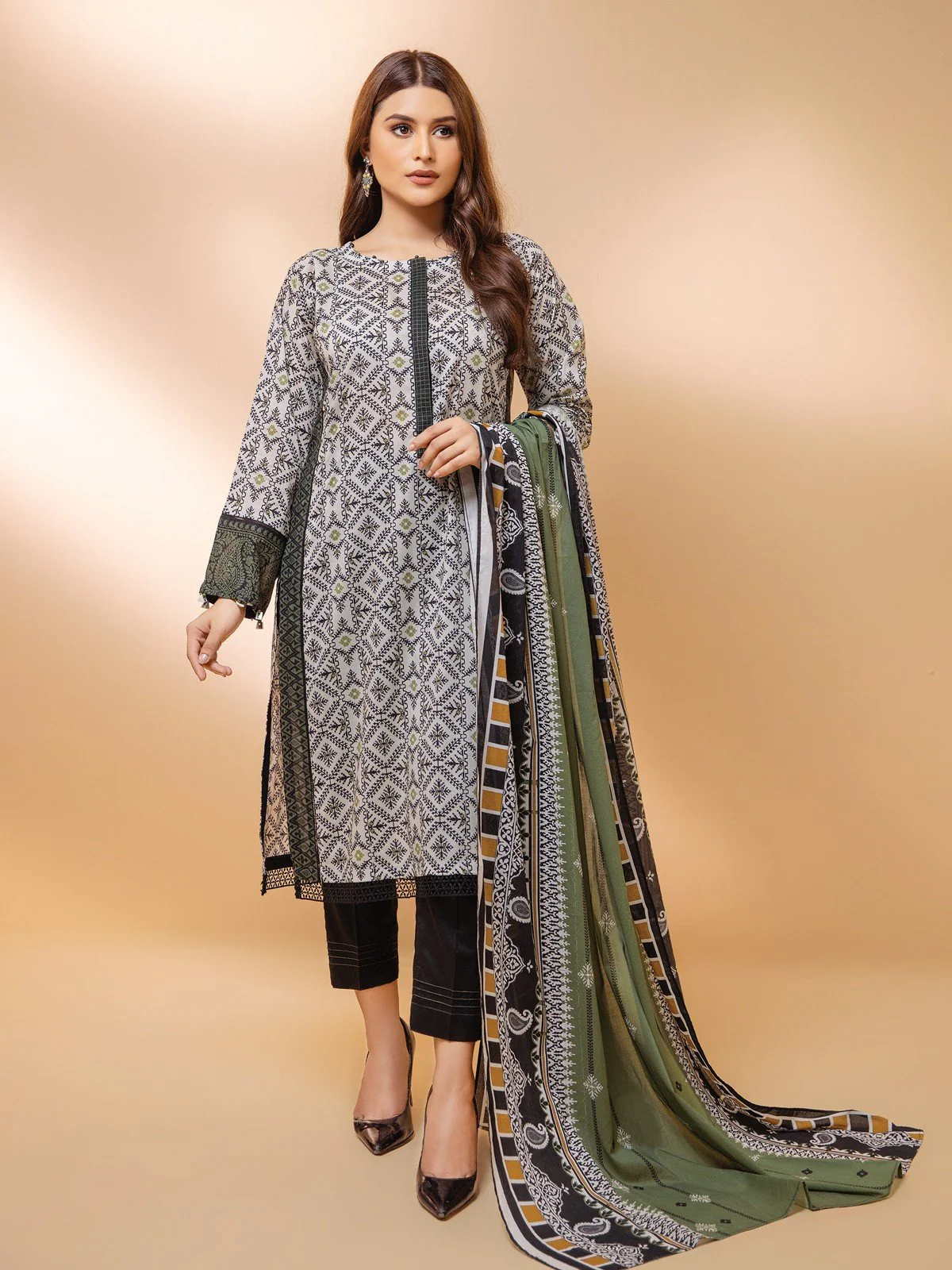 Printed Cambric Shirt Dupatta - EWU21A7-21269