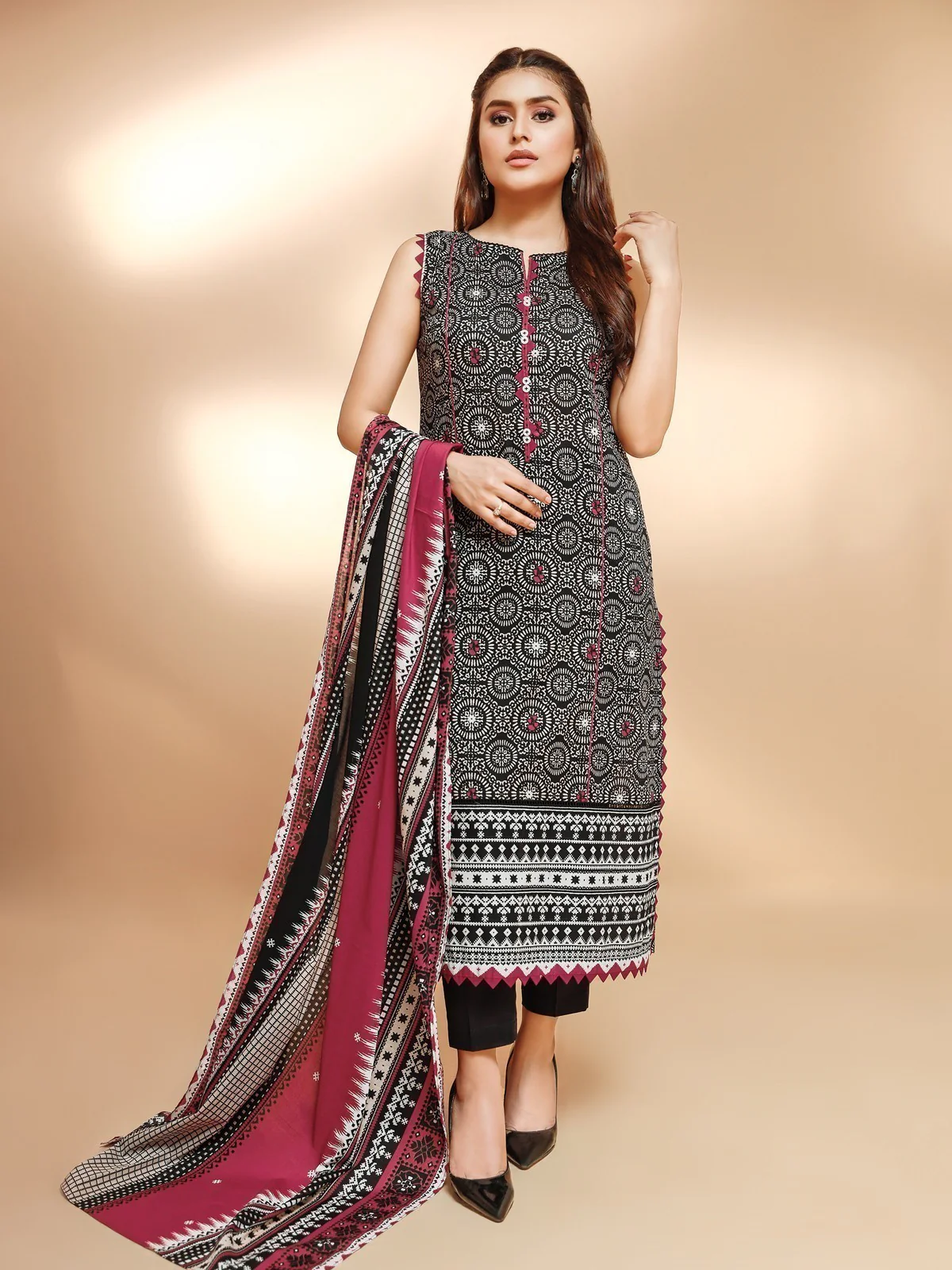 Printed Cambric Shirt Dupatta - EWU21A7-21270