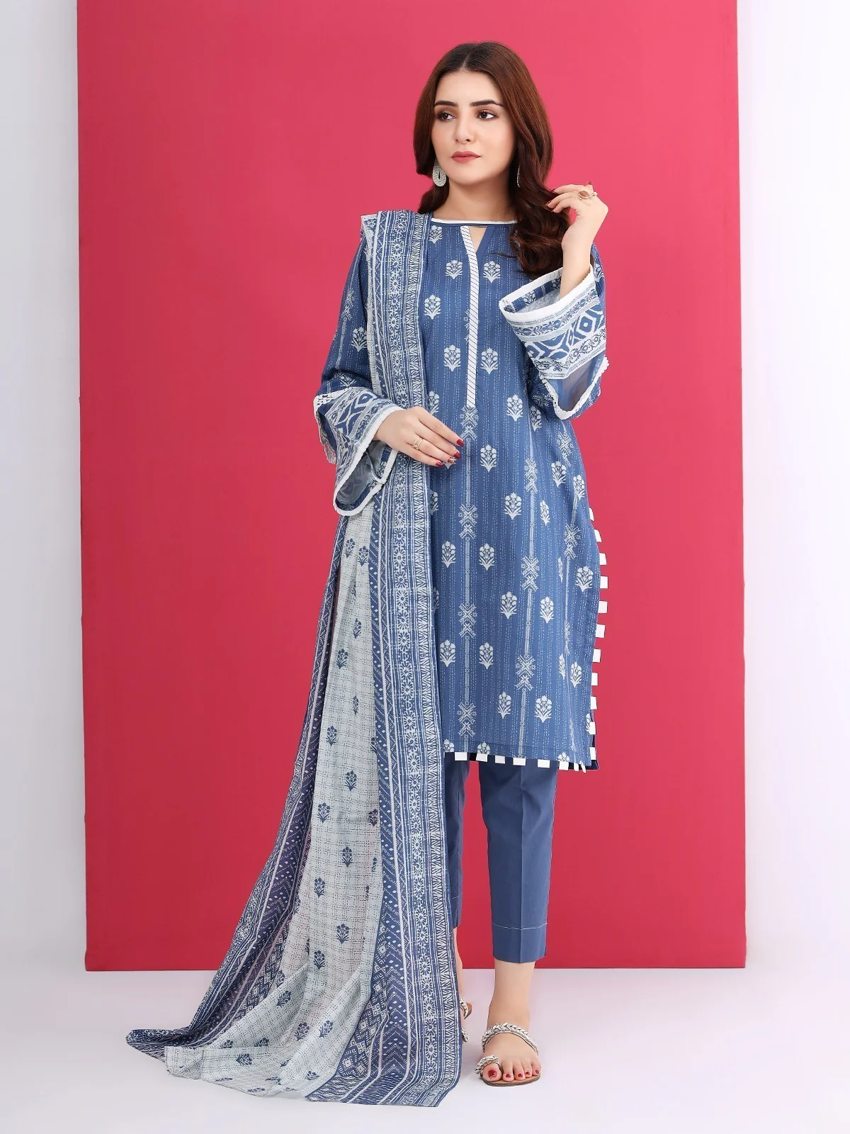 Printed Cambric Shirt Dupatta - EWU21A7-21278