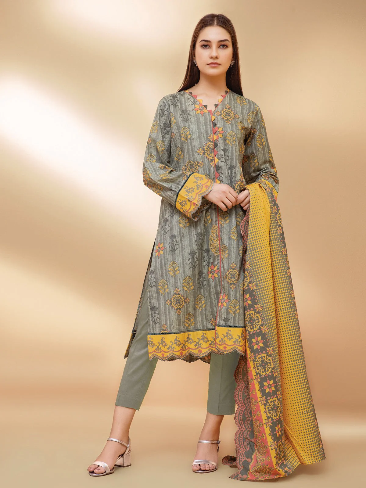 Printed Khaddar Shirt Trouser - EWU21A9-21468A