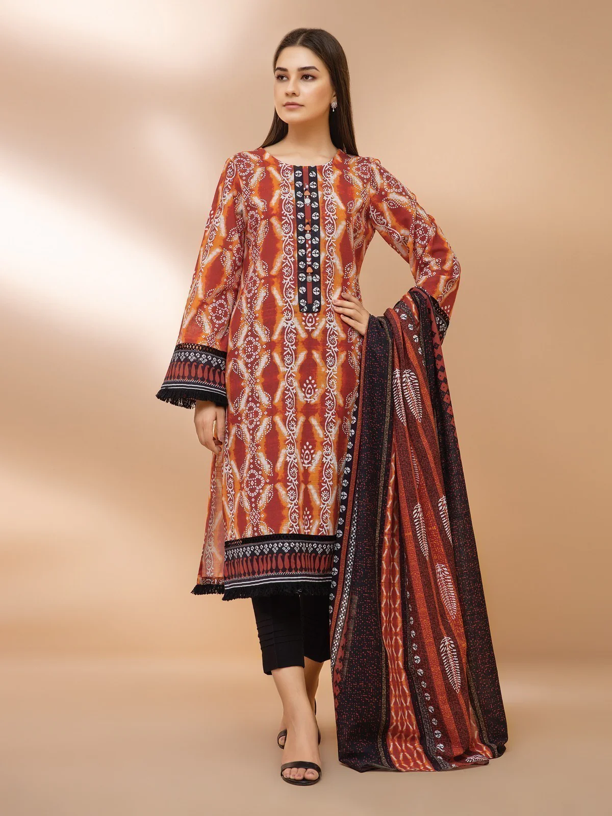Printed Khaddar Shirt Dupatta - EWU21A9-21510