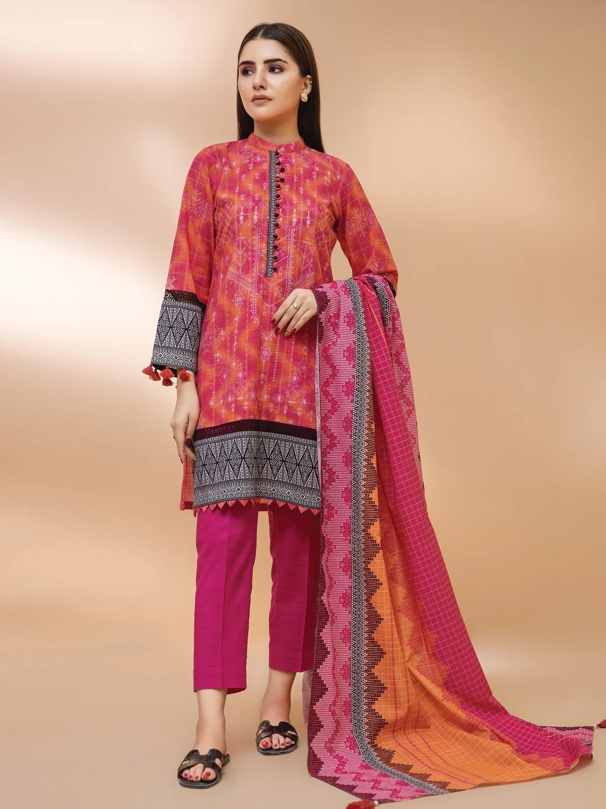 Printed Khaddar Shirt Dupatta - EWU21A9-21511