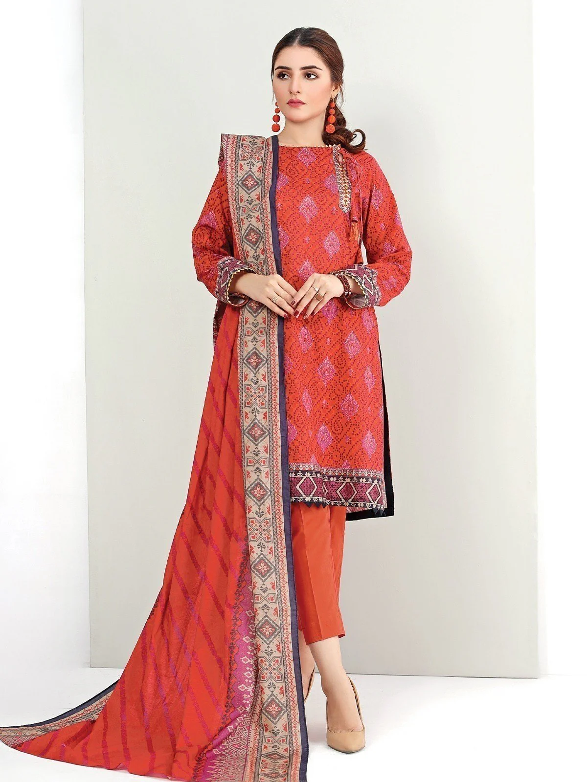 Printed Khaddar Shirt Dupatta - EWU21A9-21546