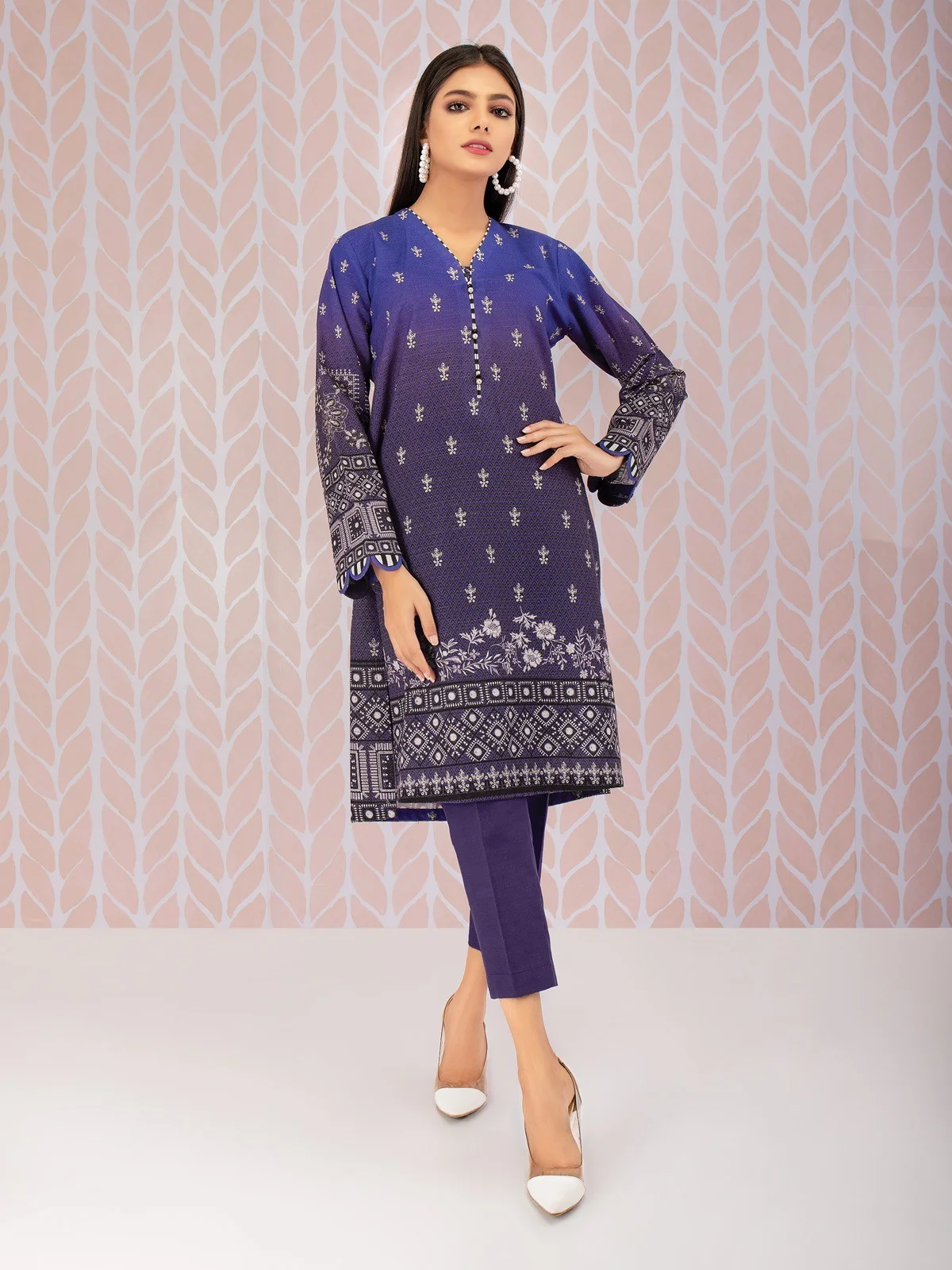 Printed Khaddar Shirt Trouser - EWU21A9-21553