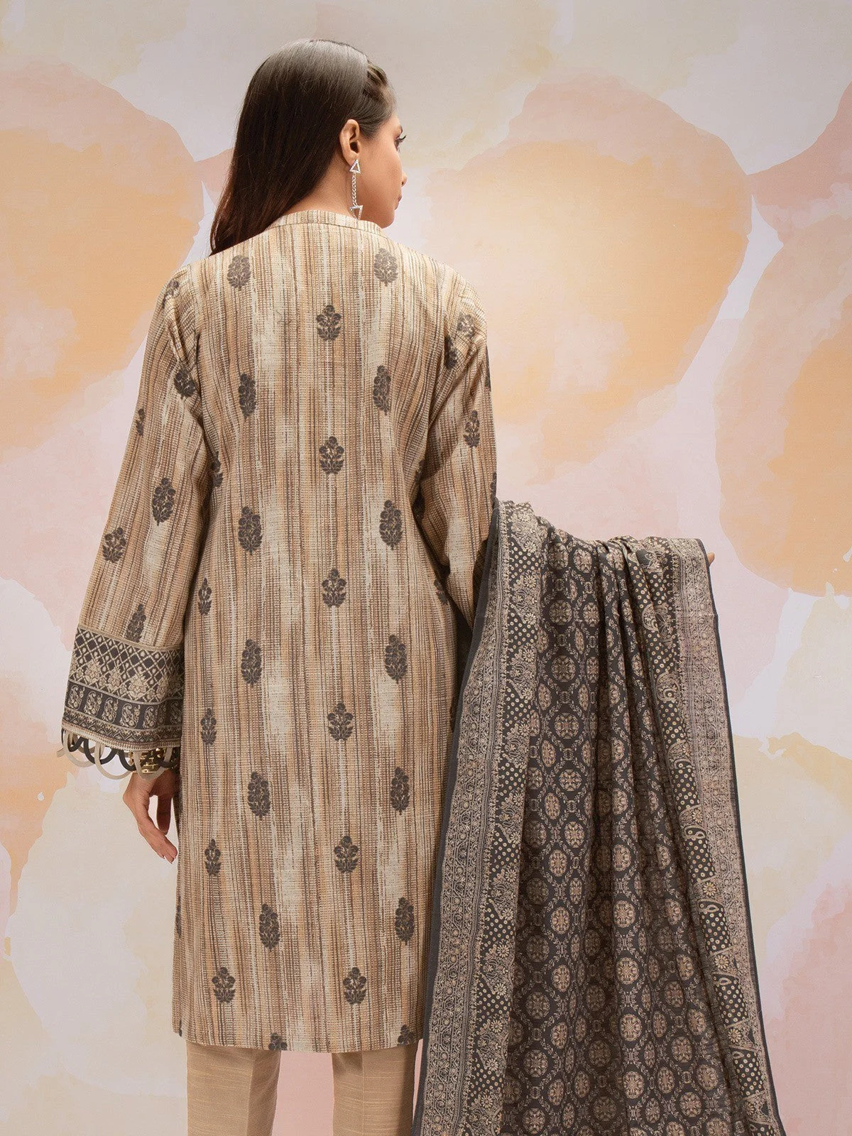 Printed Khaddar Shirt Trouser - EWU21A9-21597A