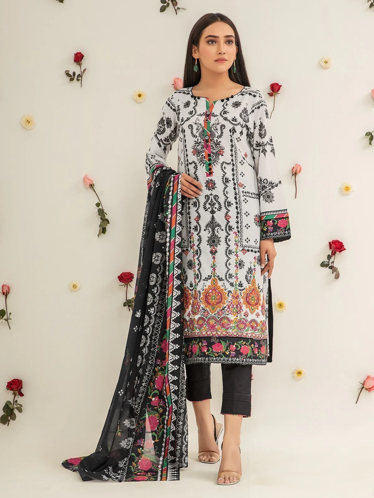 Embroidered Lawn Shirt Dupatta - EWU21V2-20500