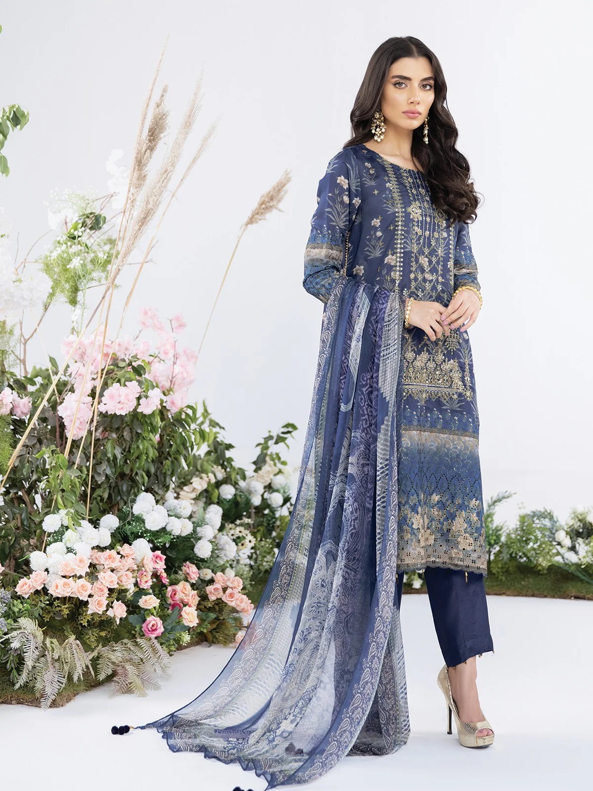 Embroidered Chanderi Suit - EWU21V5-21135