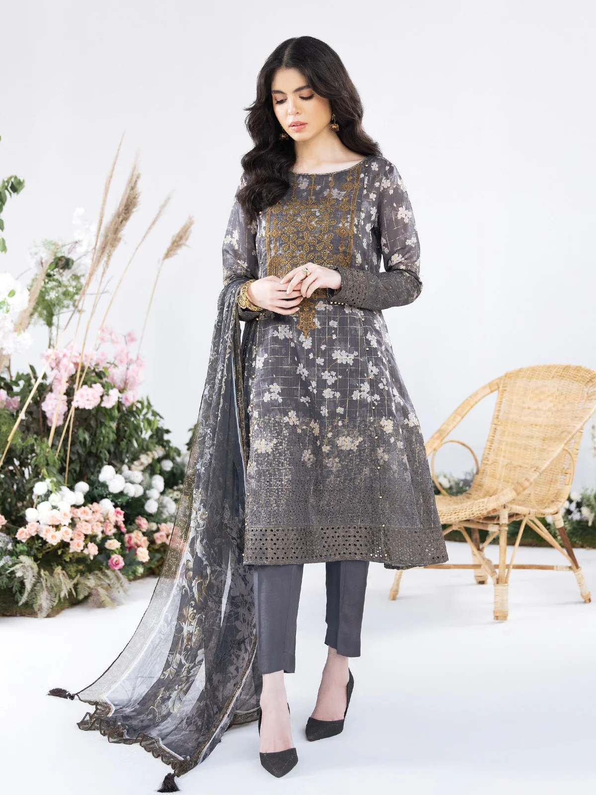 Embroidered Chanderi Suit - EWU21V5-21141