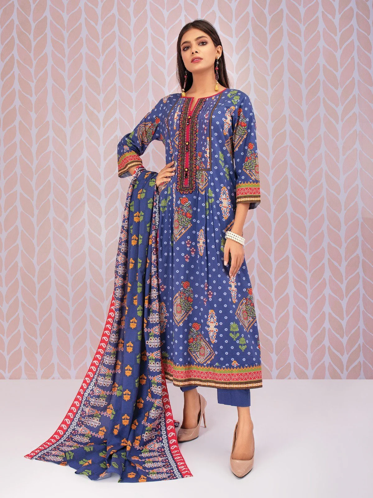 Embroidered Cotail Suit - EWU21V8-21639