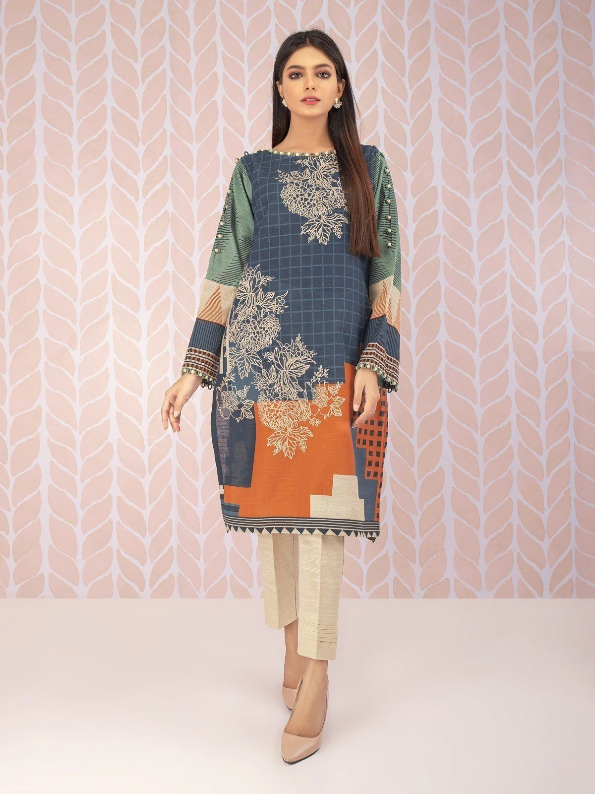 Embroidered Khaddar Shirt - EWU21V8-21706