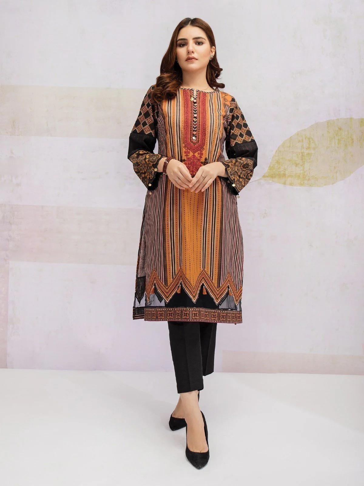 Embroidered Khaddar Shirt - EWU21V8-21707