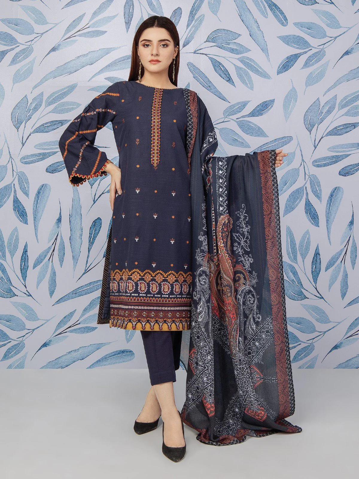 Embroidered Cotail Suit - EWU21V8-21814