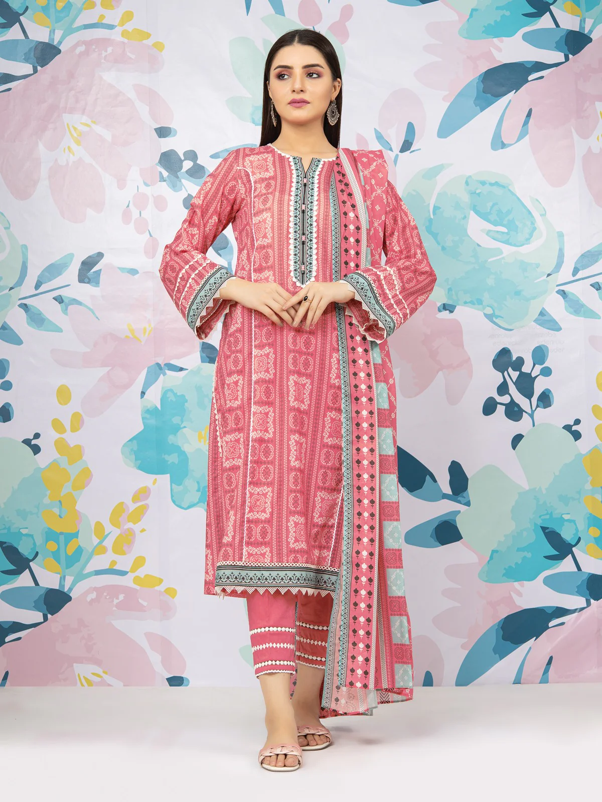 Printed Lawn Suit - EWU22A1-23048