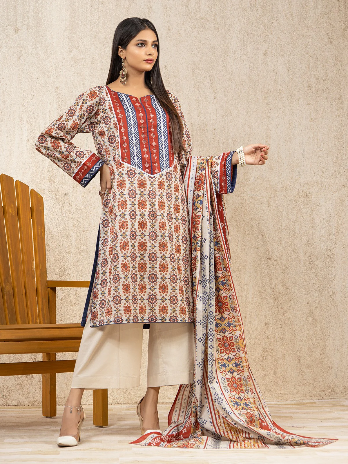 Printed Lawn Suit - EWU22A1-23384