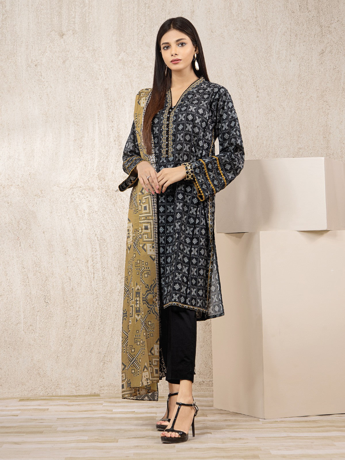 Printed Lawn Shirt Dupatta - EWU22A1-23391SD