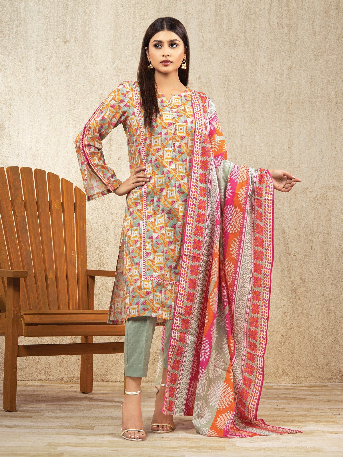 Printed Lawn Suit - EWU22A1-23464