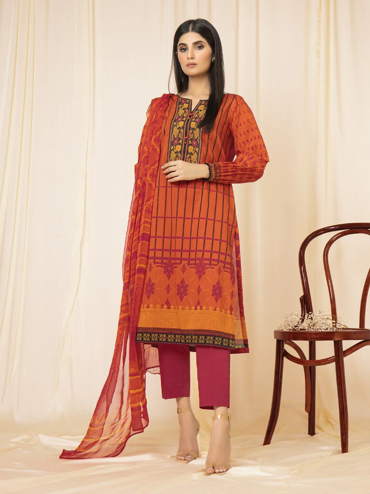 Printed Lawn Suit - EWU22A2-23493