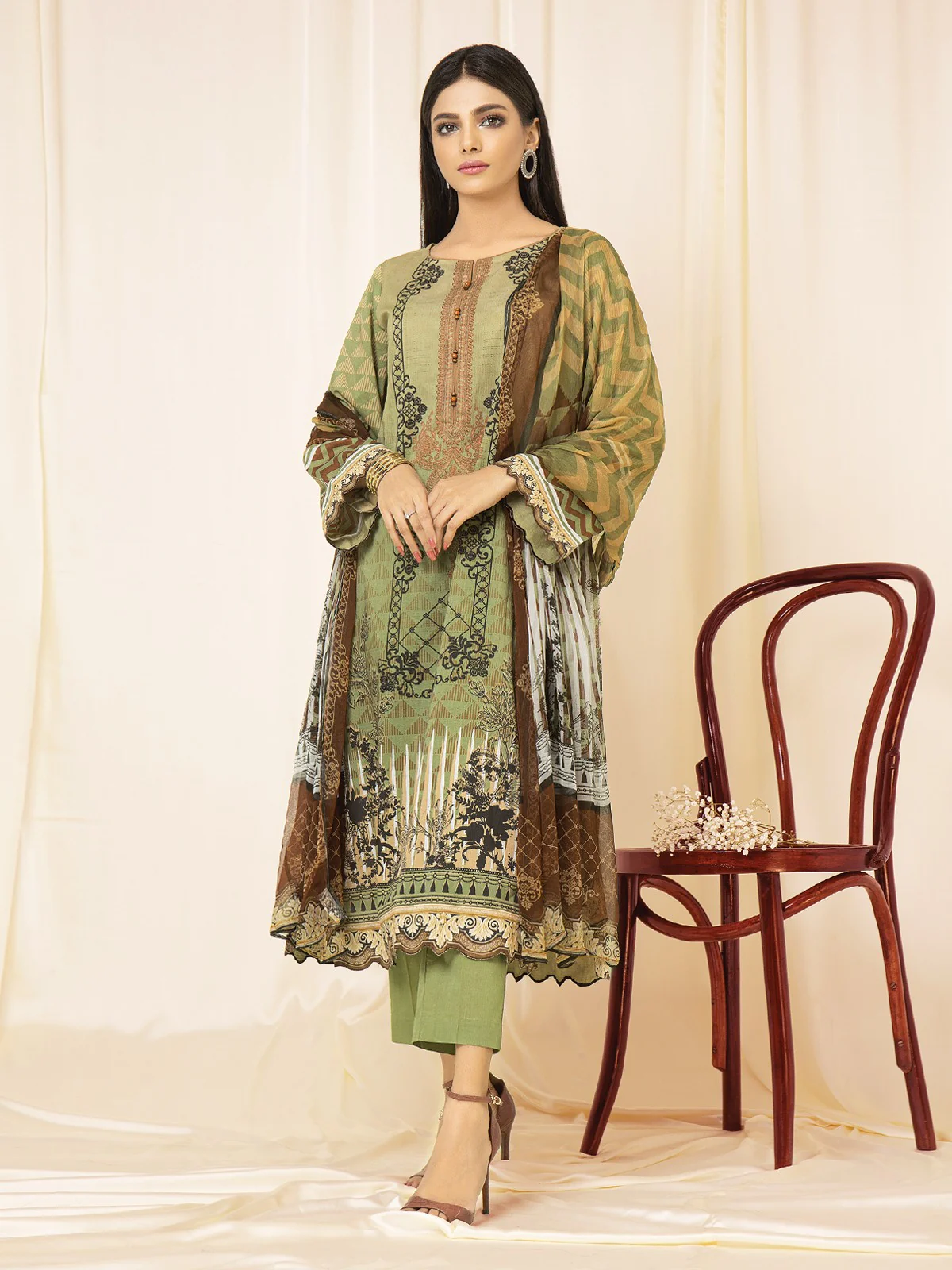 Printed Lawn Suit - EWU22A2-23507