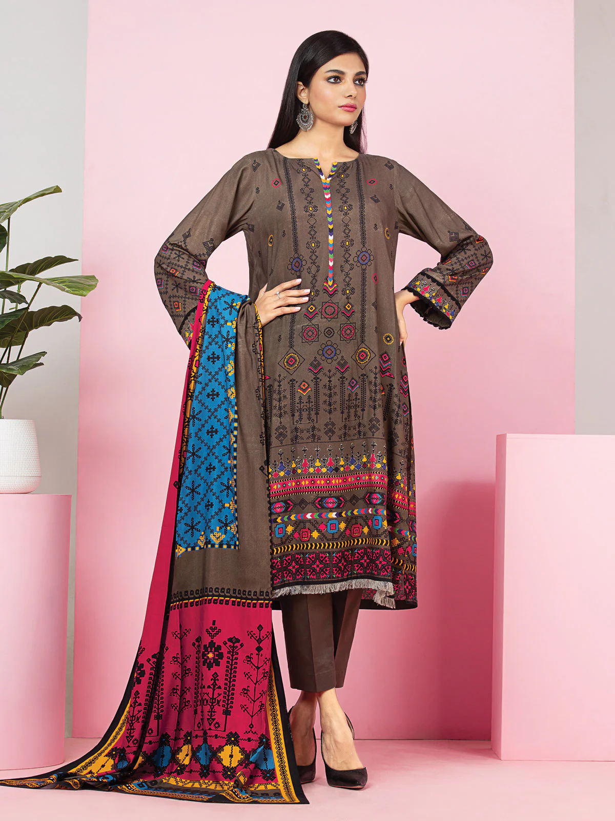 Printed Viscose Suit - EWU22A4-24025XXL
