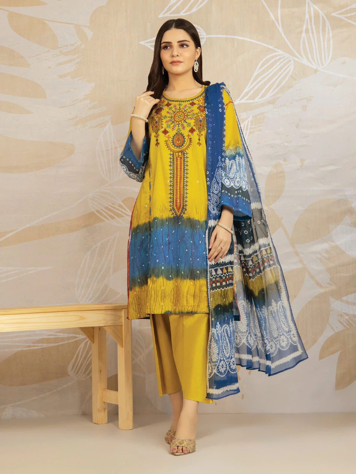 Embroidered Lawn Shirt Dupatta - EWU22V1-23584SD