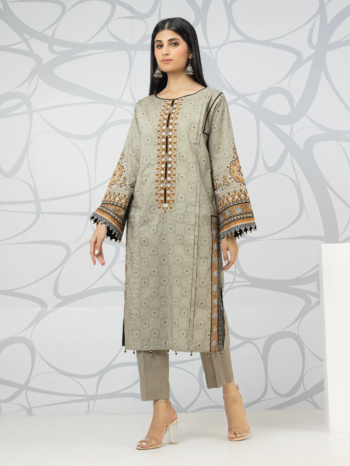 Embroidered Lawn Shirt - EWU22V1-23699