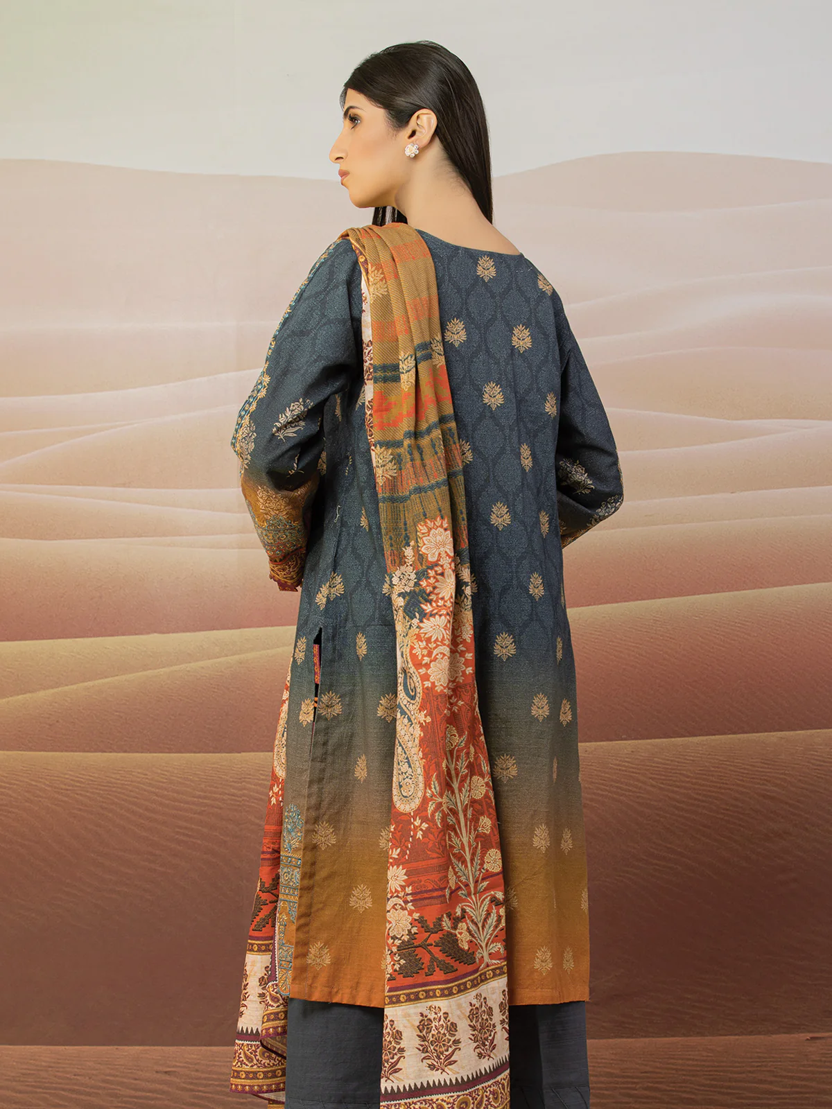 Embroidered Khaddar Shirt - EWU22V11-25023S - Image 7