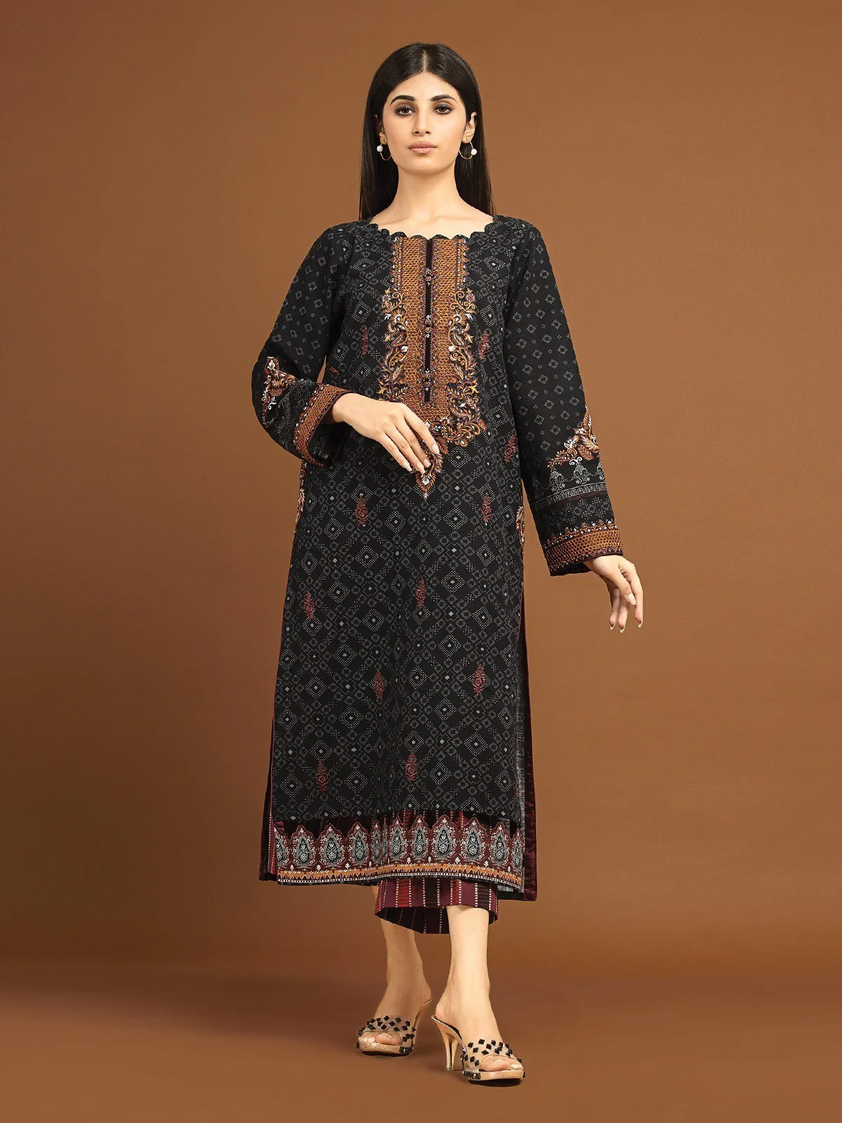 Embroidered Khaddar Shirt Trouser - EWU22V11-25036