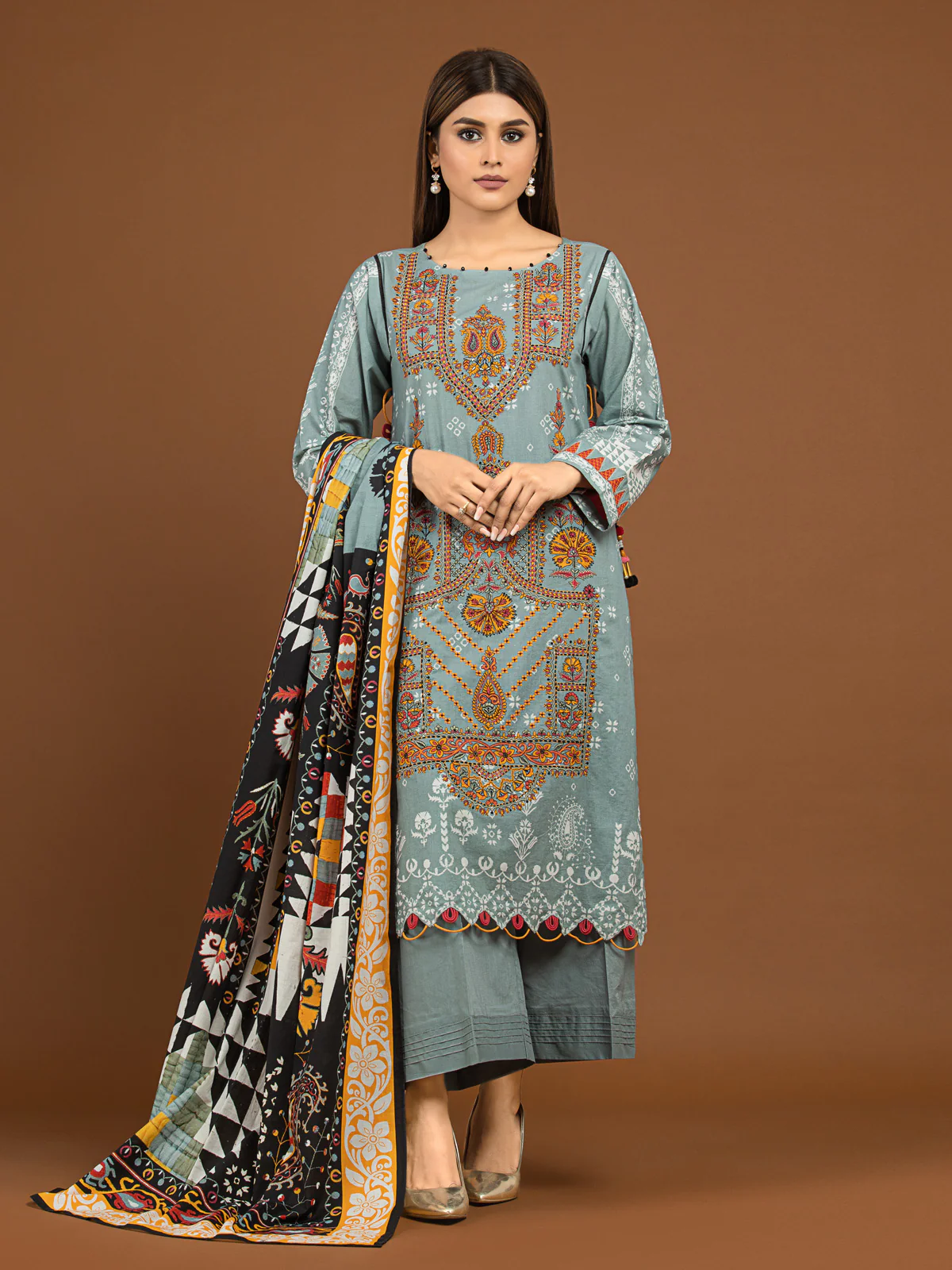 Embroidered Viscose Suit - EWU22V13-24031 - Image 8