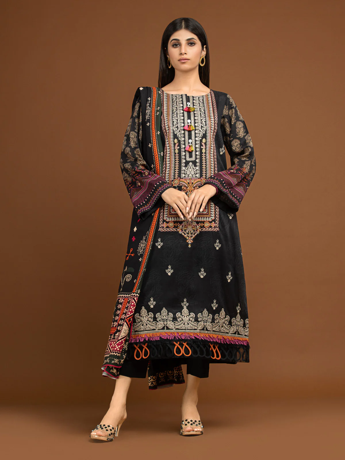 Embroidered Viscose Suit - EWU22V13-24035XXL - Image 5