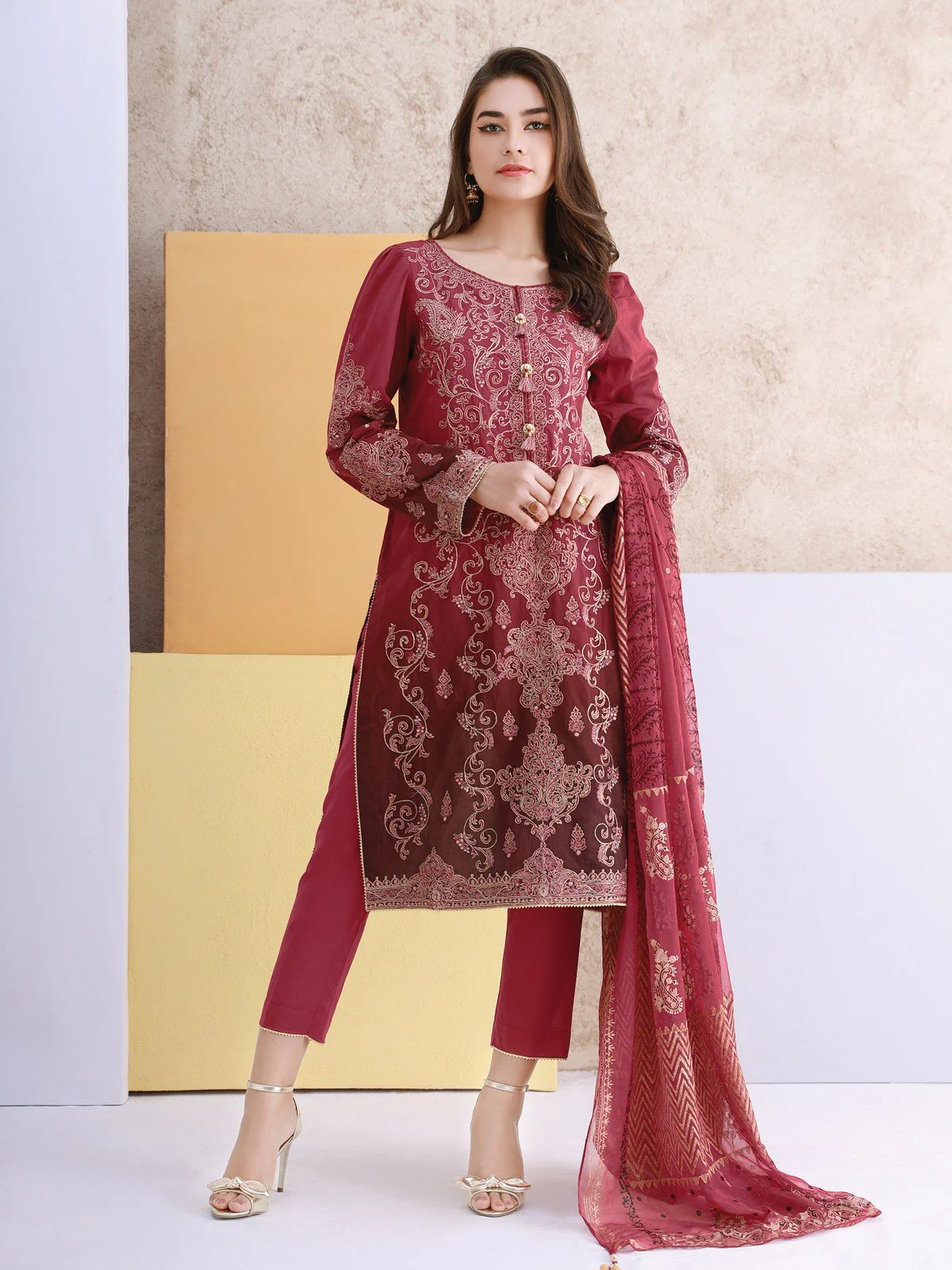 Embroidered Cambric Suit - EWU22V2-21117