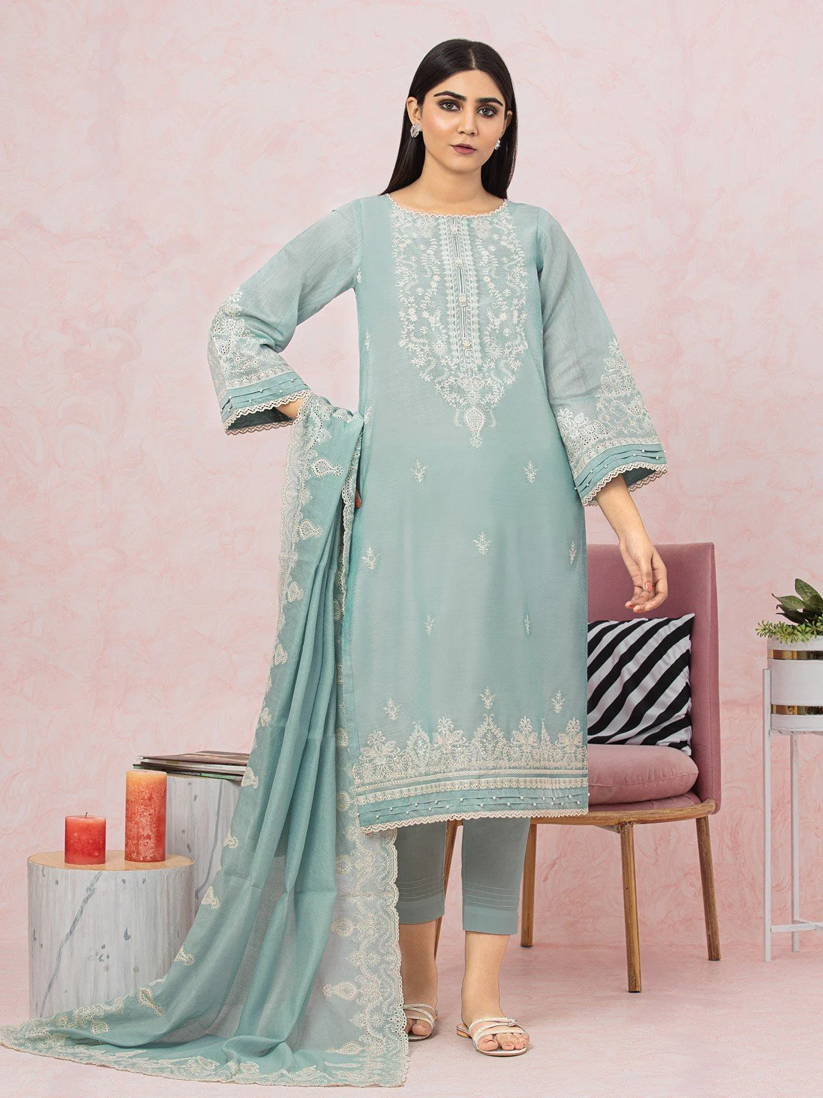 Embroidered Chanderi Suit - EWU22V6-25102